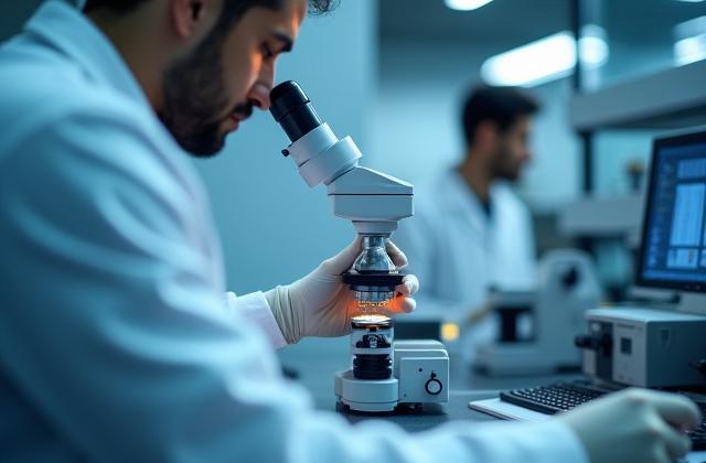 Wissenschaftler in einem Labor, die Metalllegierungen untersuchen